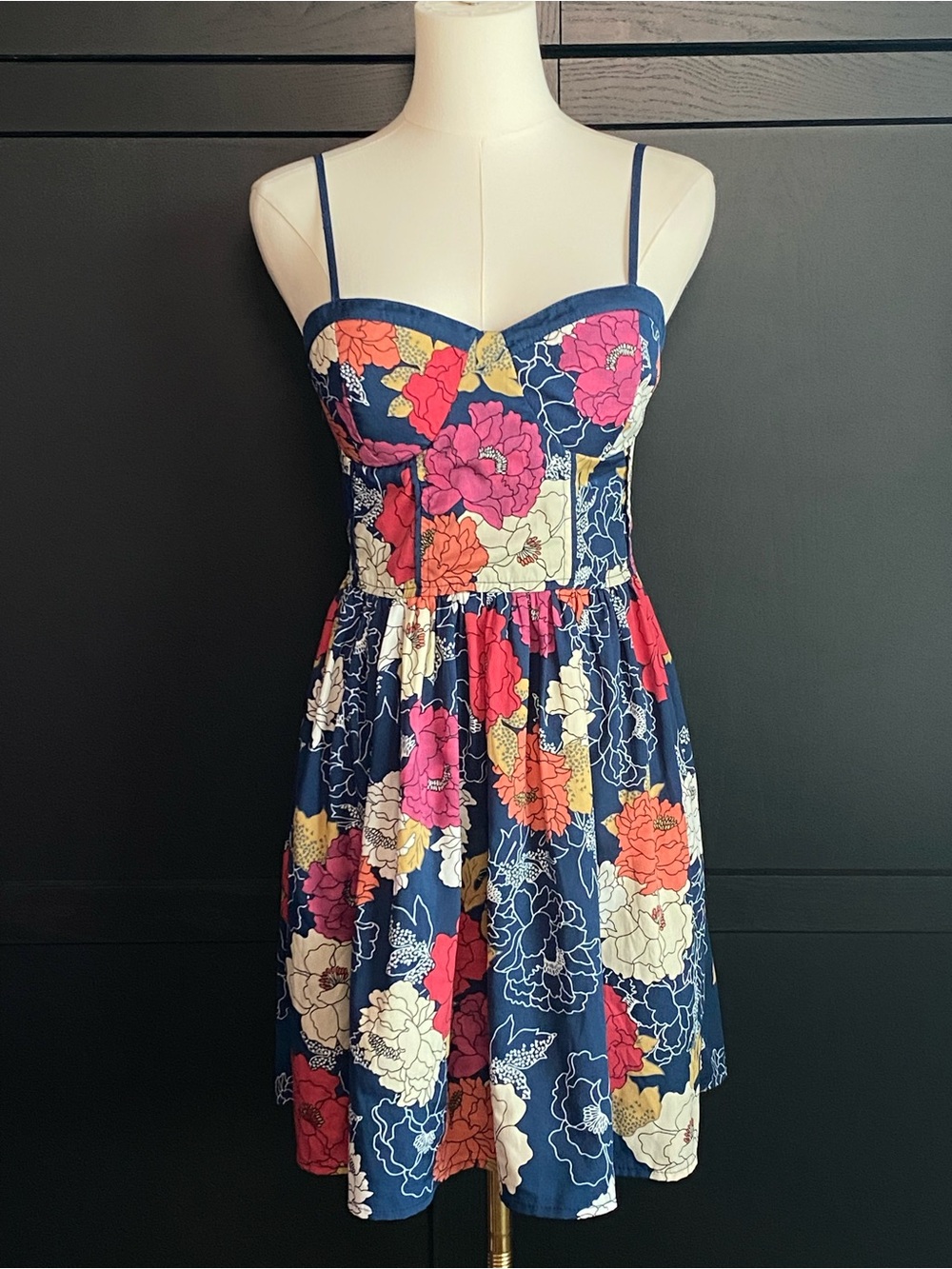 Band Of The Free Navy Floral Sweetheart Sundress